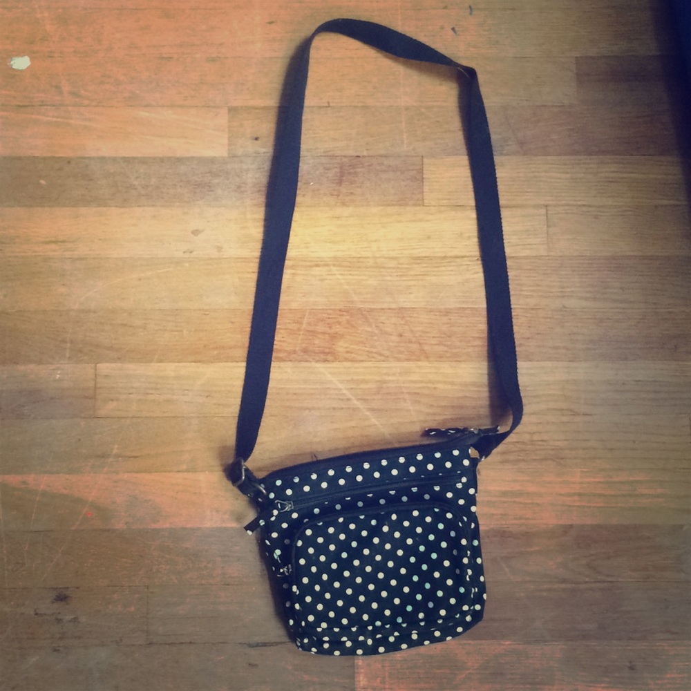 Small crossbody purse. Polka dot.